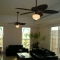 Hunter Classic Original ceiling fan with added wicker blades and light in a customers home