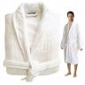 STRIPED VELOUR COTTON WHITE BATHROBE